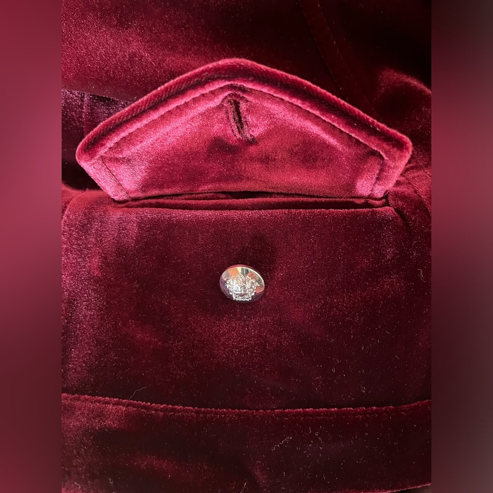 INC International Concepts Velvet Military Jacket Blazer collarless burgundy M - Picture 5 of 11